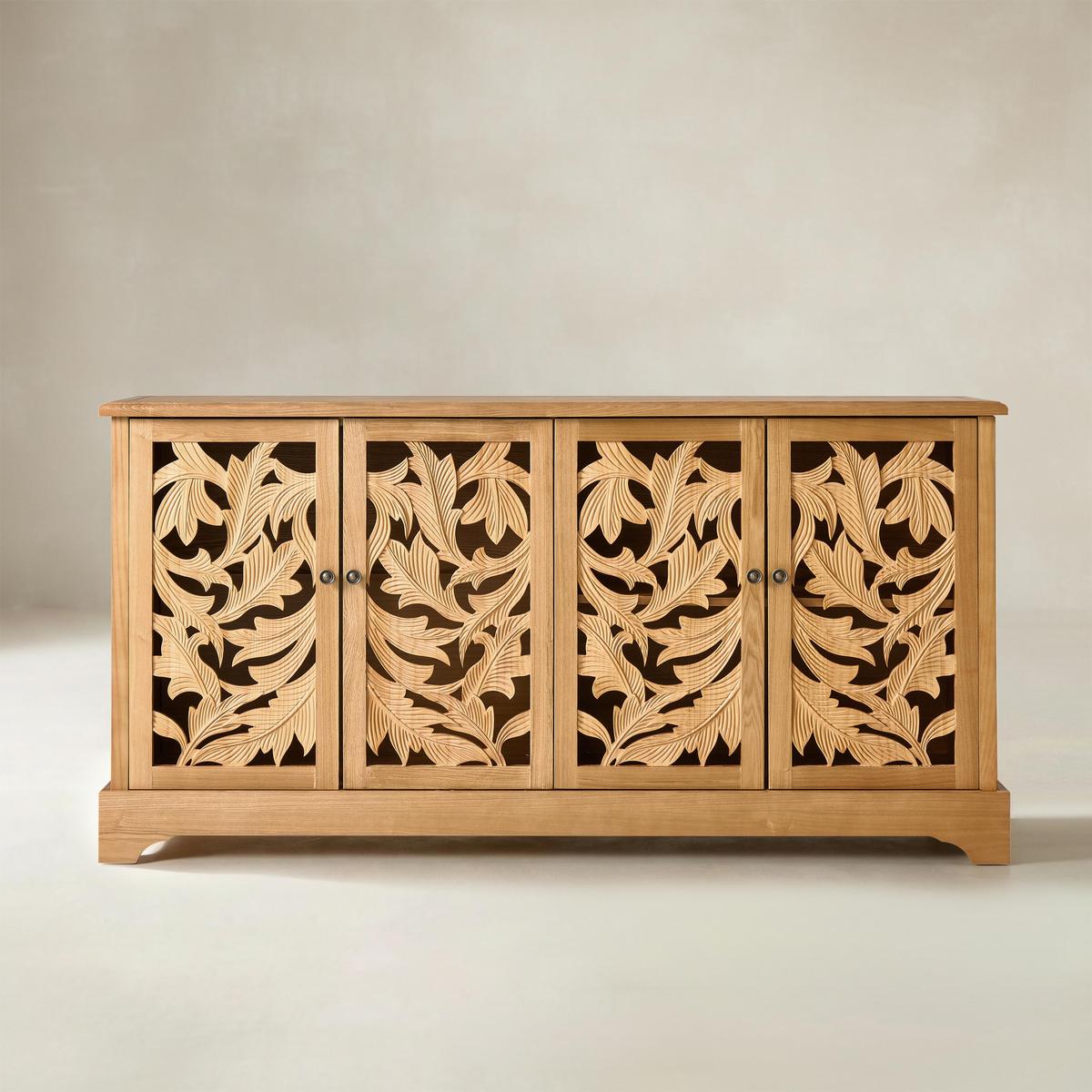 Jordan 63″ Wide 4-Door Sideboard – Solid Wood Console Cabinet