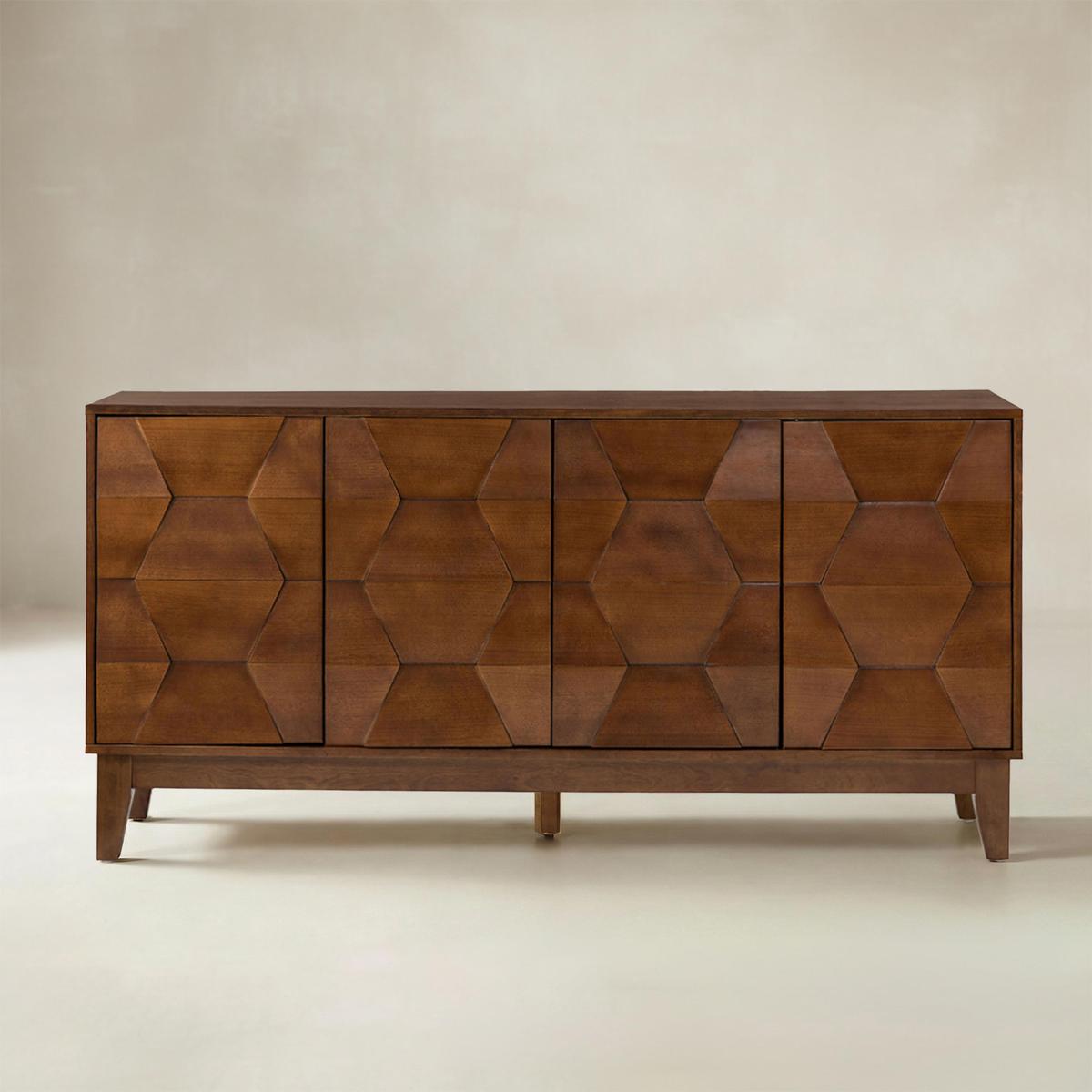 Kamu 60″ Wood Sideboard – Mid-Century Modern Storage Cabinet