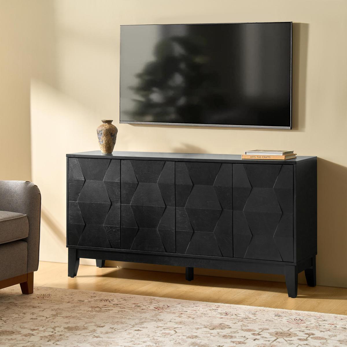 Kamu 60″ Wood Sideboard – Mid-Century Modern Storage Cabinet