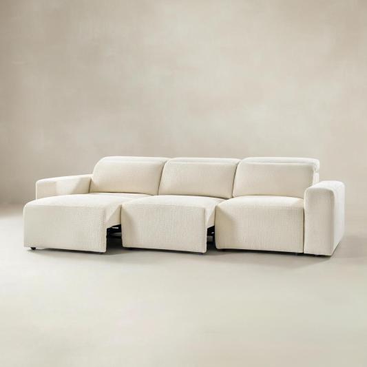 Moussea Modern Chenille Power Reclining Sofa with Sofa Bed Functionality