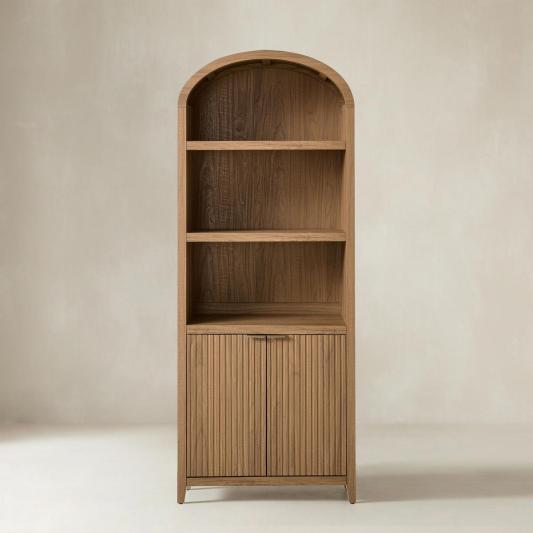 Modern Arched Bookcase with Slatted Cabinet