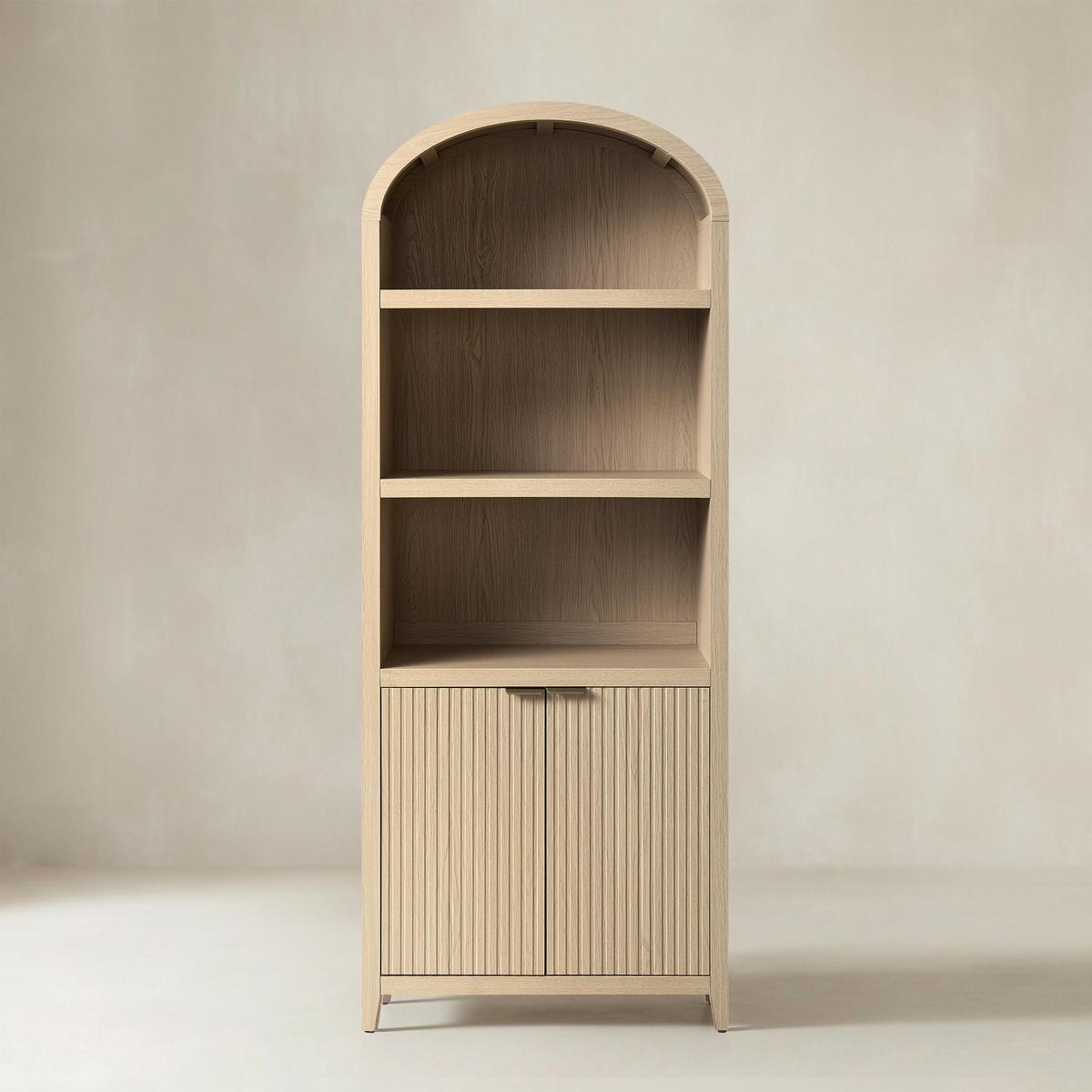 Modern Arched Bookcase with Slatted Cabinet
