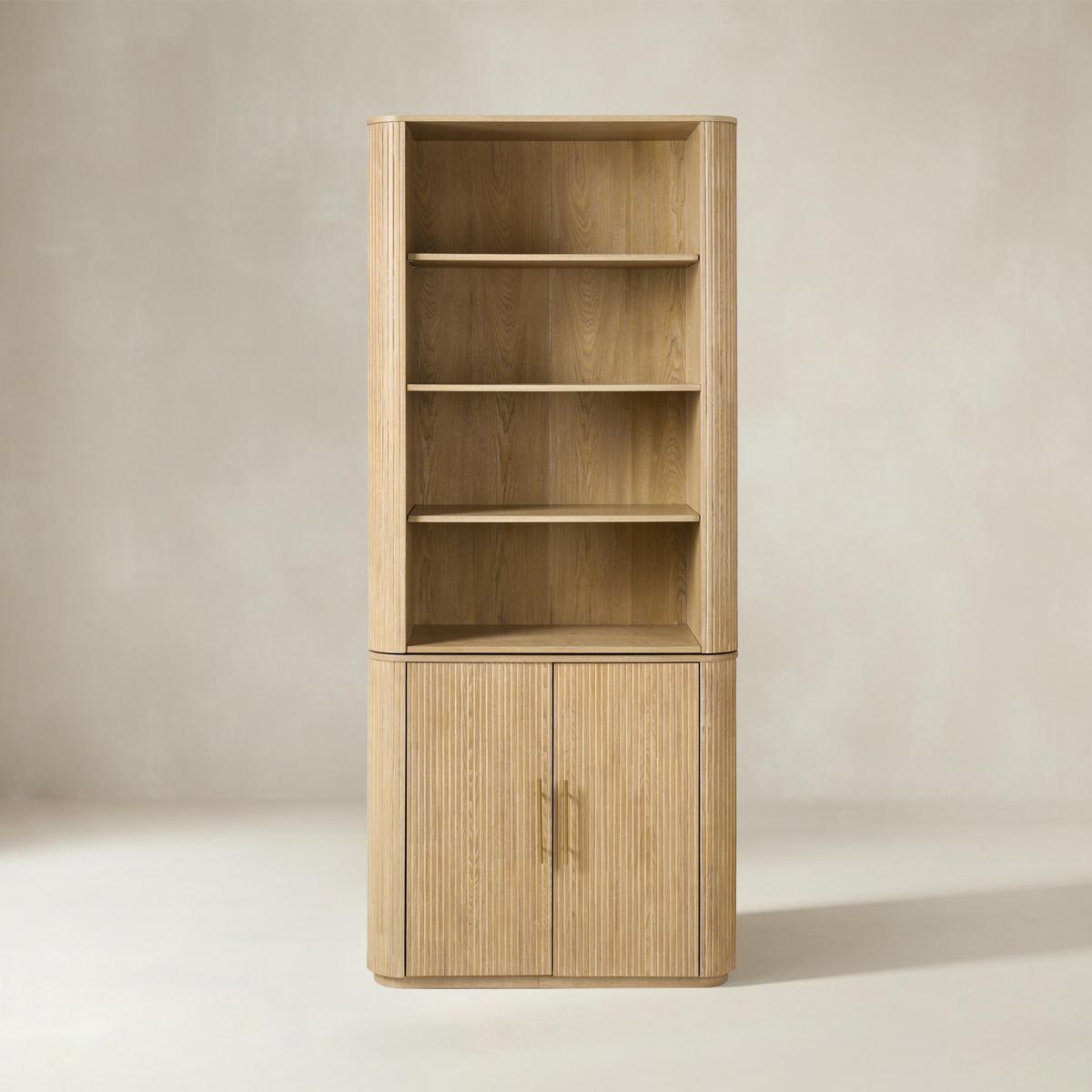 Silvia  Modern Fluted Wood Bookcase