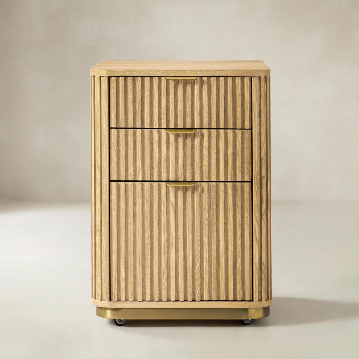 Modern Fluted Cabinet with Drawers and A4 File Storage