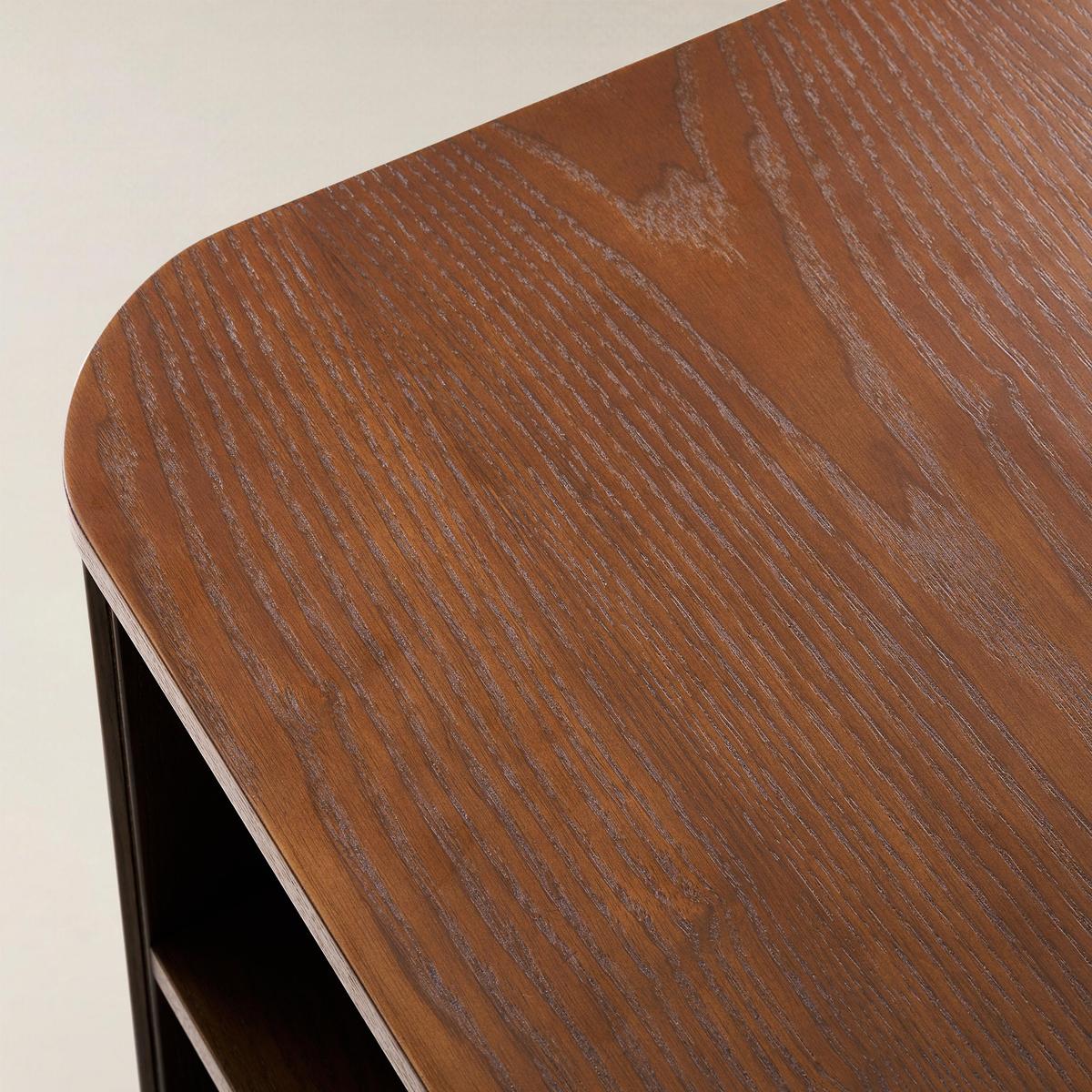 Esteban Modern Fluted Wood Coffee Table with Metal Base