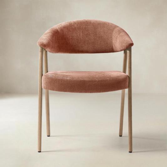 Elena Mid-Century Modern Upholstered Dining Chair with Solid Wood Legs,Set Of 2