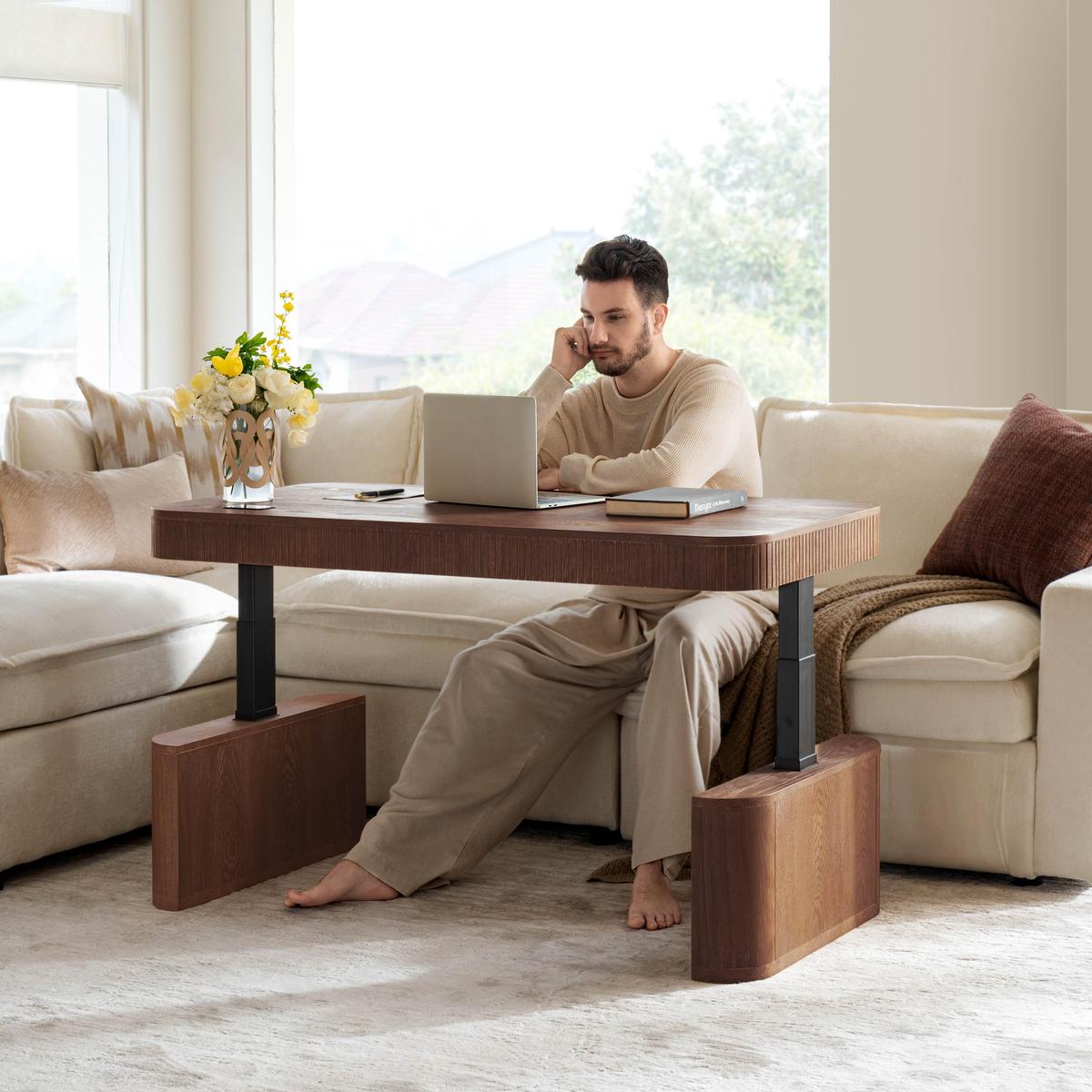 Matilde Electric Standing Coffee Table Desk with Storage