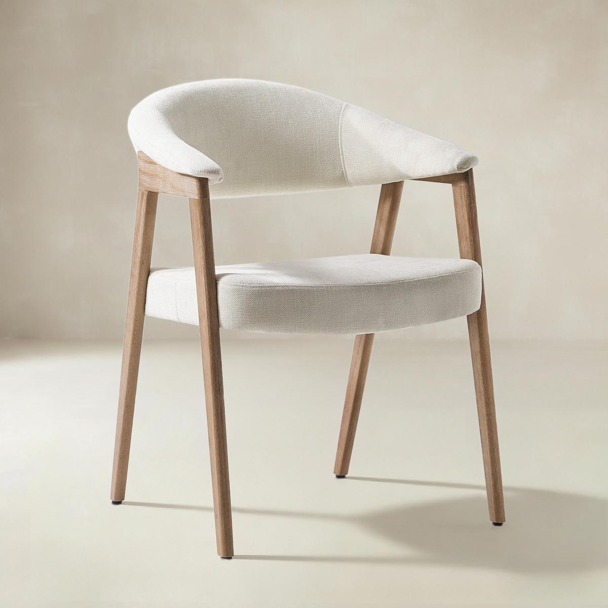 Elena Mid-Century Modern Upholstered Dining Chair with Solid Wood Legs,Set Of 2