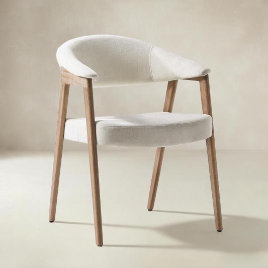 Elena Mid-Century Modern Upholstered Dining Chair with Solid Wood Legs,Set Of 2