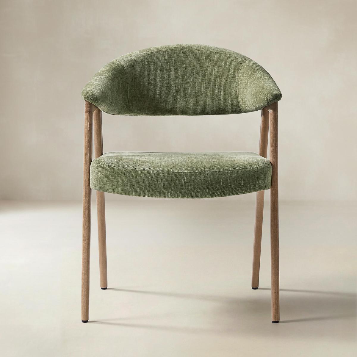 Elena Mid-Century Modern Upholstered Dining Chair with Solid Wood Legs,Set Of 2