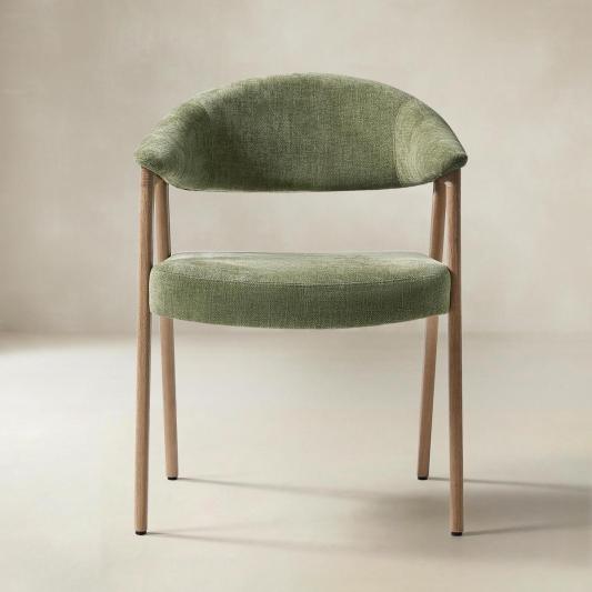 Elena Mid-Century Modern Upholstered Dining Chair with Solid Wood Legs,Set Of 2