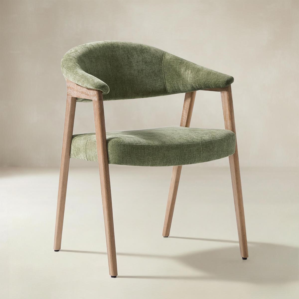 Elena Mid-Century Modern Upholstered Dining Chair with Solid Wood Legs,Set Of 2