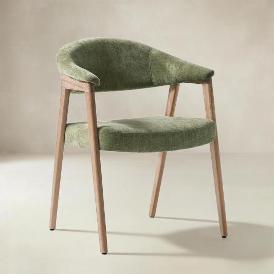 Elena Mid-Century Modern Upholstered Dining Chair with Solid Wood Legs,Set Of 2