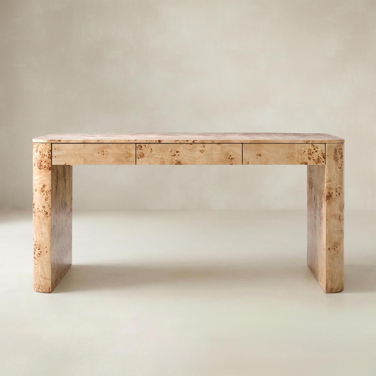 Poplar Burl Desk in Natural Modern Style
