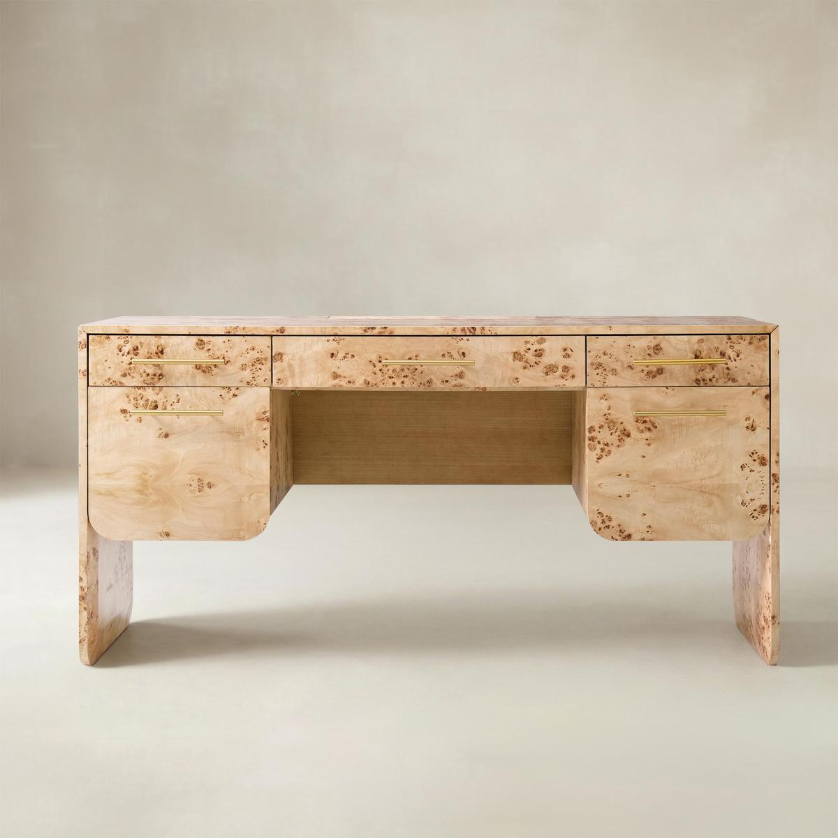 Burl Wood Desk with Timeless Modern Appeal