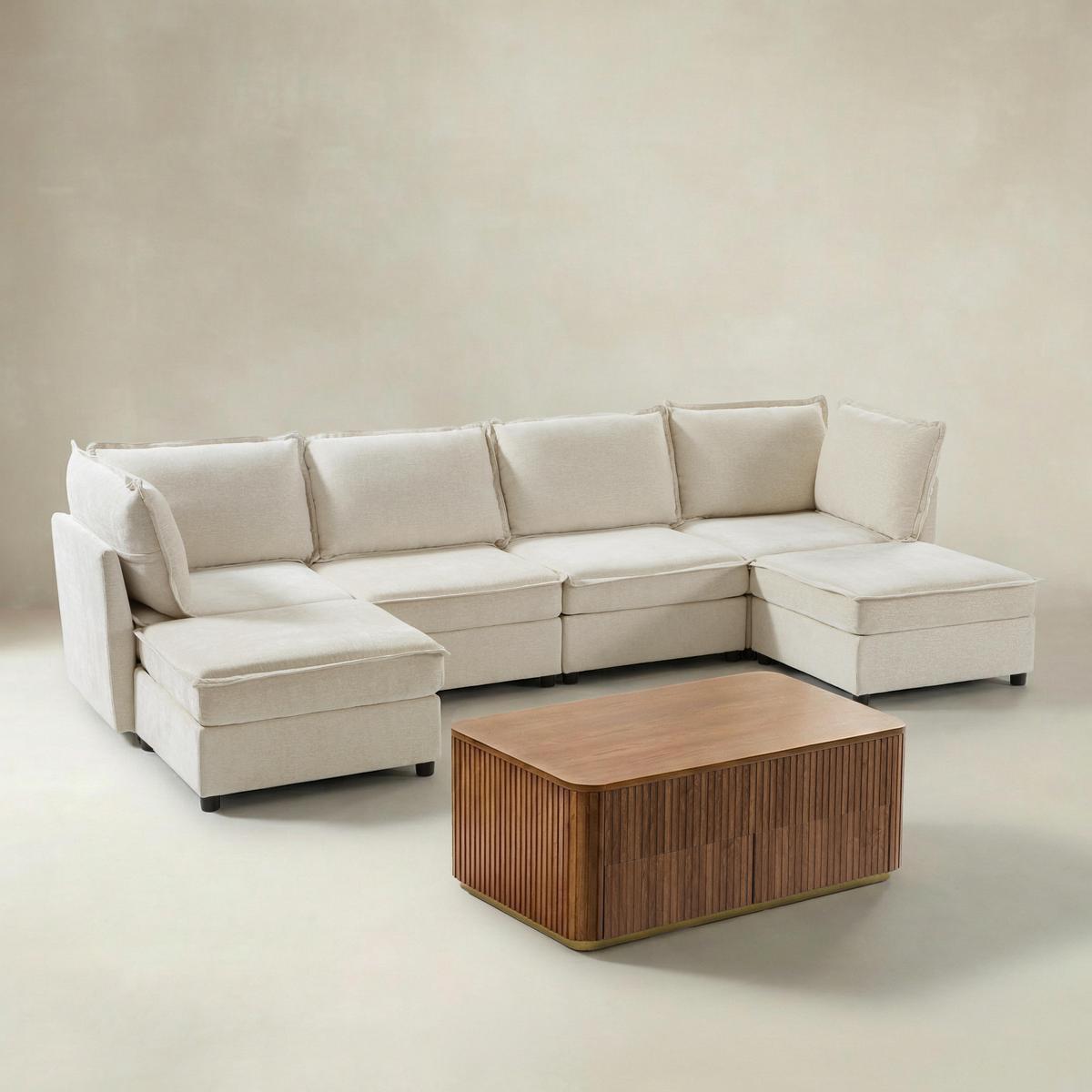 Harmetrix Large Modular Sectional Sofa Set with Storage – Soft Fabric Couch with Any Table & Coffee Table