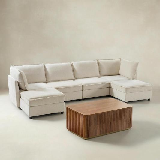Harmetrix Large Modular Sectional Sofa Set with Storage – Soft Fabric Couch with Any Table &amp; Coffee Table