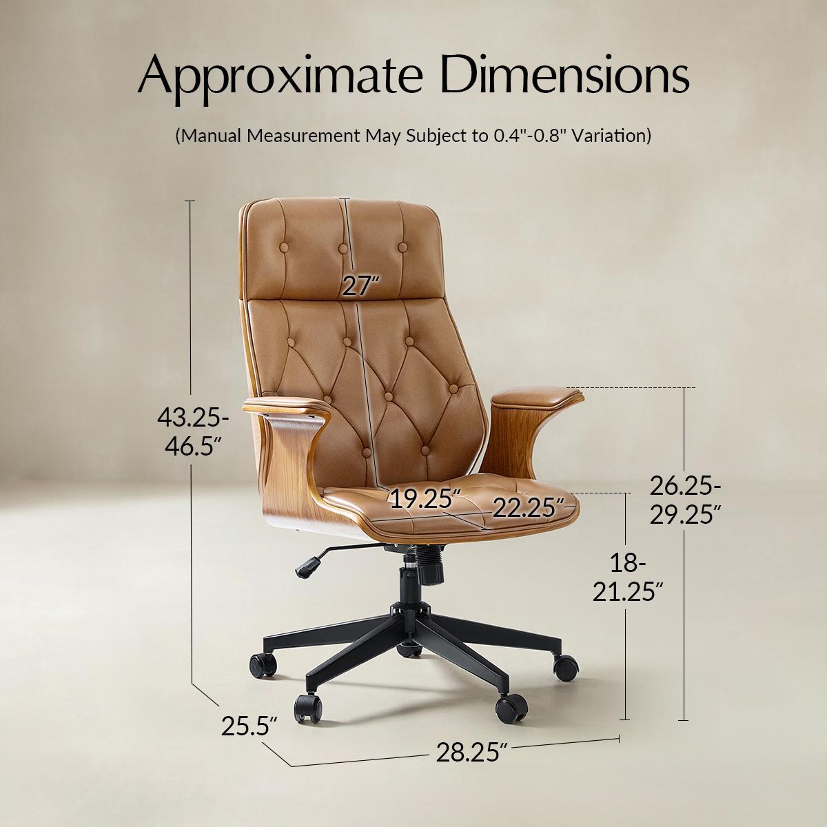 4/4 ぴよ 柏木工 DOLCI Highback chair Brigida Curved Wood Back Genuine Leather Office Chair-HULALA HOME