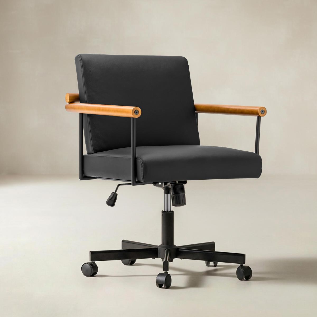Aurora Solid Wood Armrests Office Chair