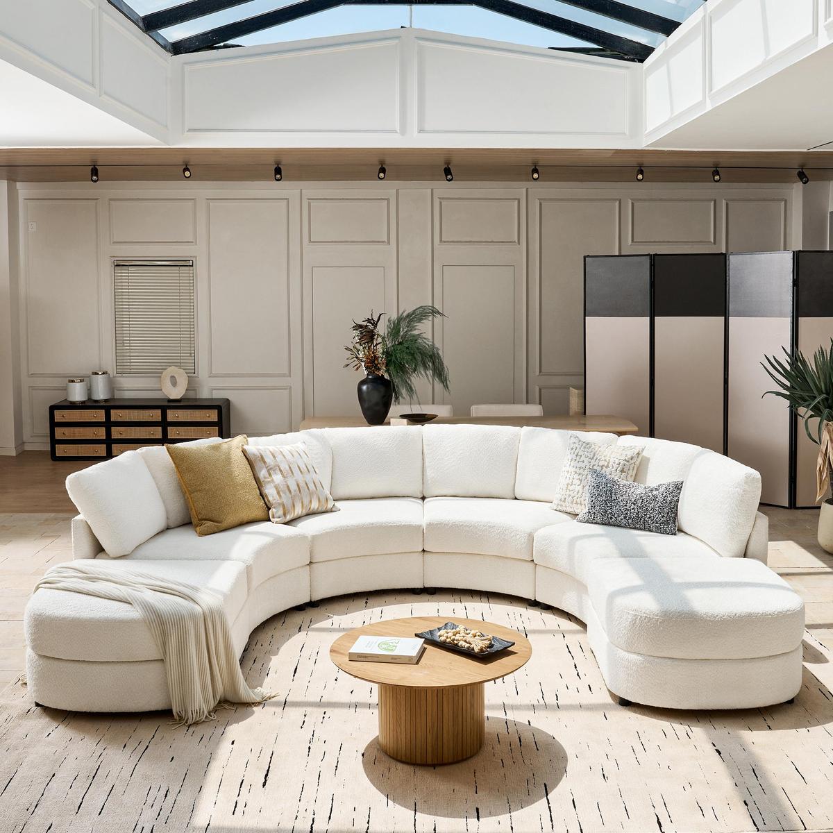 Aeris 138" Modern Curved Sectional Couch & Sofa With Curved Aesthetic