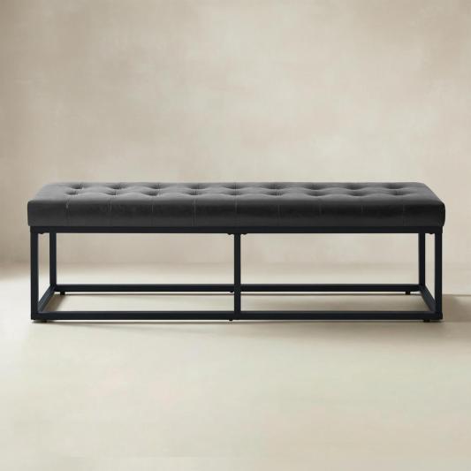 Amparo Mid-century Modern Bench with metal base