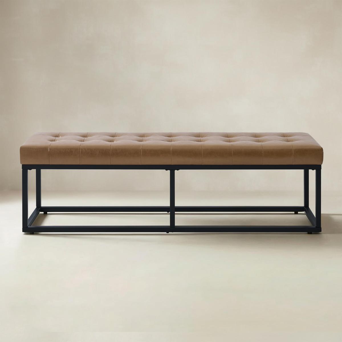 Amparo Mid-century Modern Bench with metal base