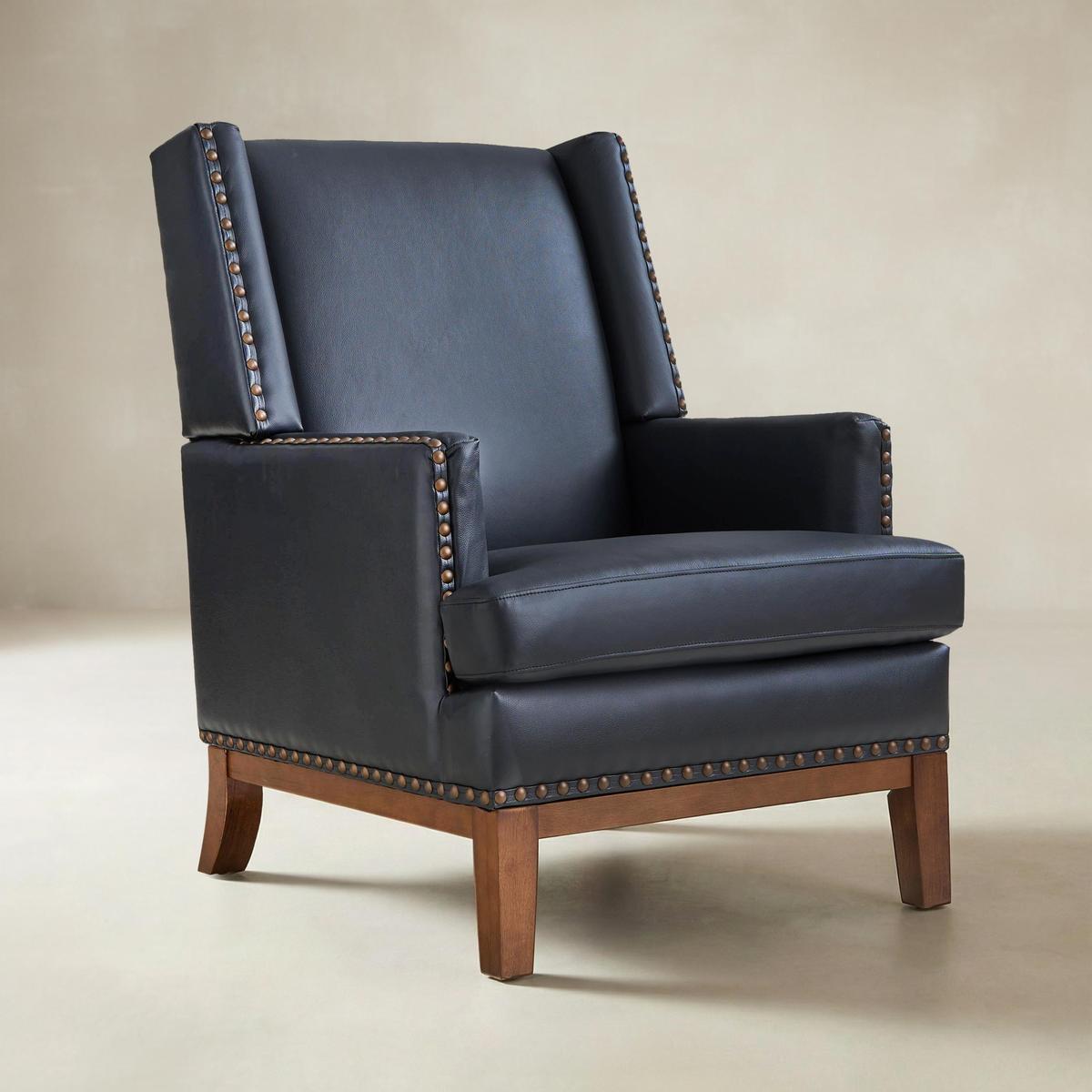 Rosa Genuine Leather Mid-Century Modern Style Accent Chair