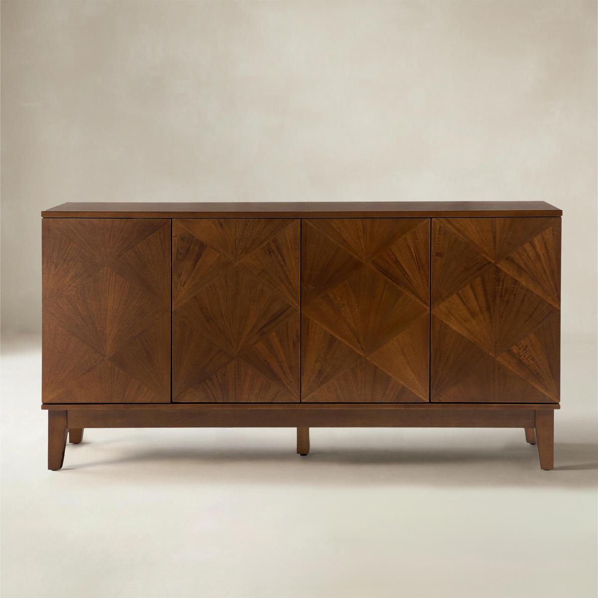 Marcos 60" Wide Mid-century Geometric Patterns Sideboard with Solid Wood Legs