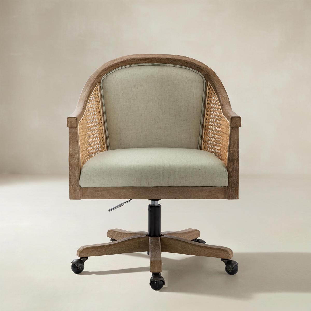 Audrey Task Accent Chair with Rattan Arms
