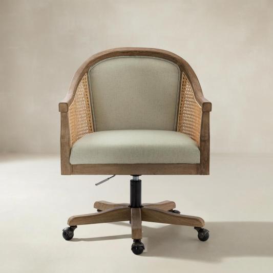 Audrey Task Accent Chair with Rattan Arms