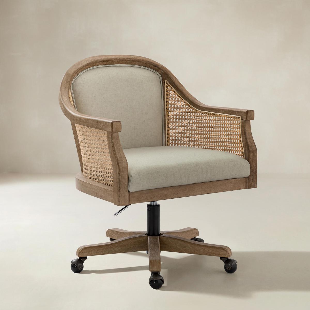 Audrey Task Accent Chair with Rattan Arms