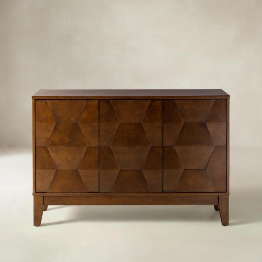 Kamu 45″ Wide 3-Door Sideboard – Modern Minimalist Storage Cabinet