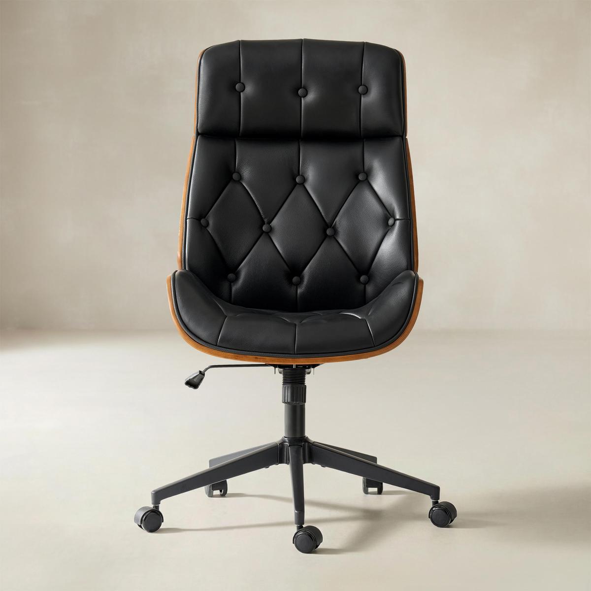 リンホーリン　チェア Linzy Adjustable Swivel Chair with Bentwood & Leather-HULALA HOME