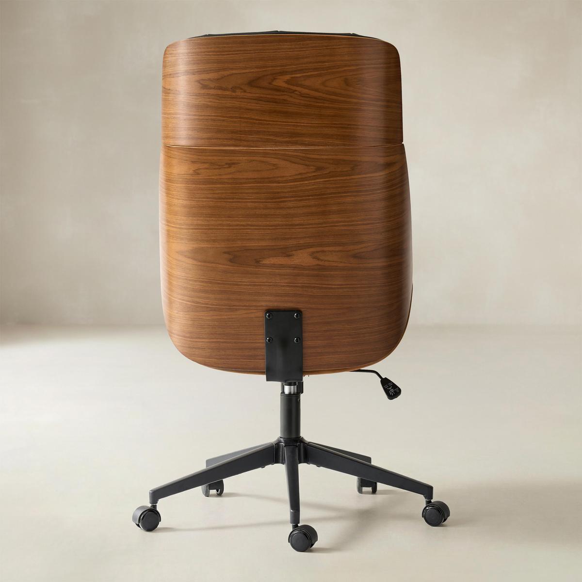 Linzy Adjustable Swivel Chair with Bentwood & Leather-HULALA HOME