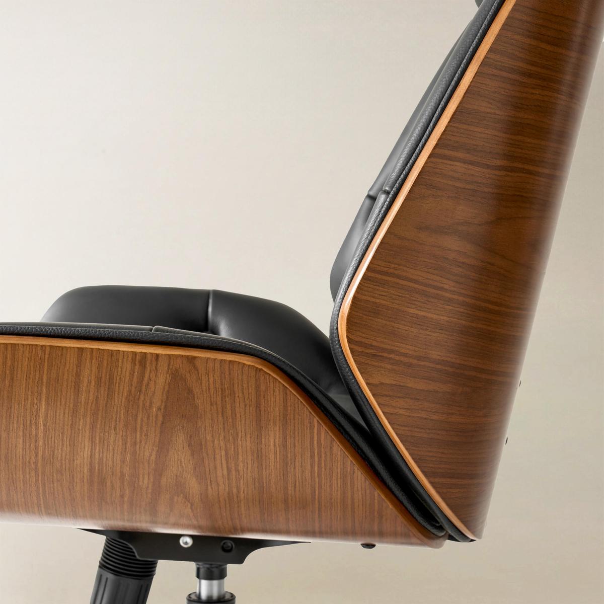 Linzy Adjustable Swivel Chair with Bentwood & Leather-HULALA HOME