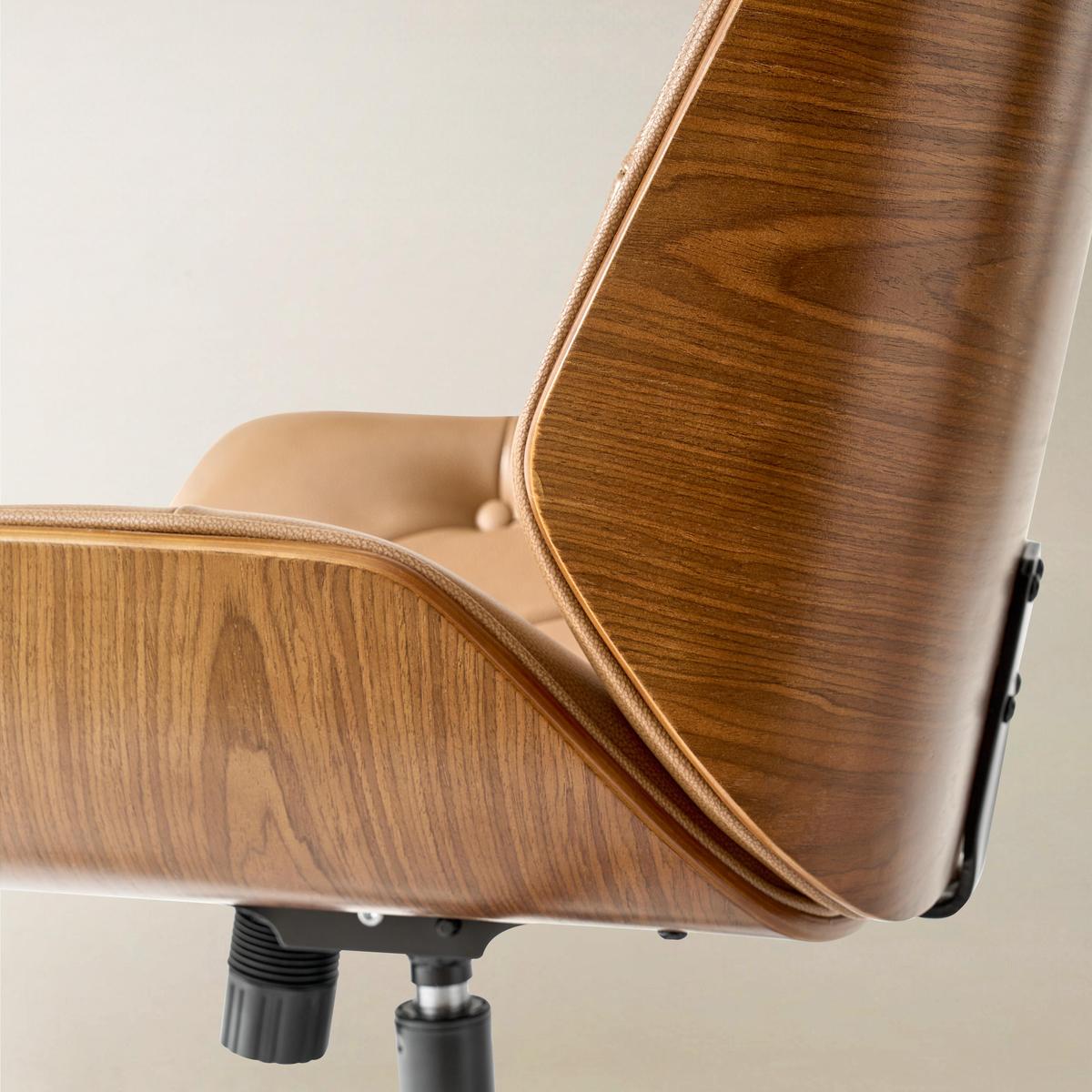 Linzy Adjustable Swivel Chair with Bentwood & Leather-HULALA HOME