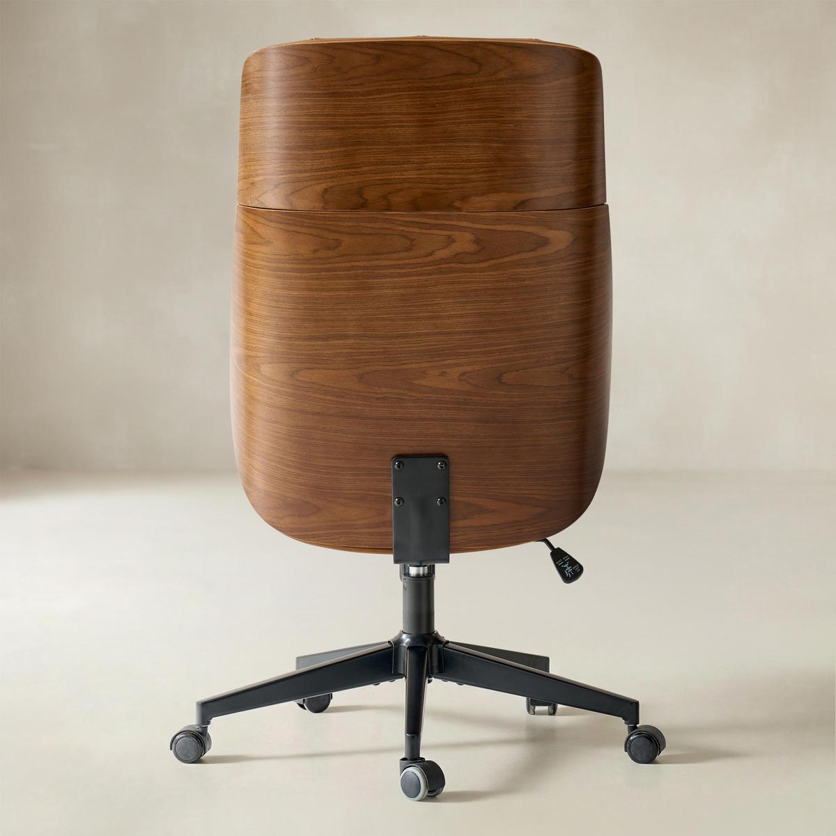 Linzy Adjustable Swivel Chair with Bentwood & Leather-HULALA HOME