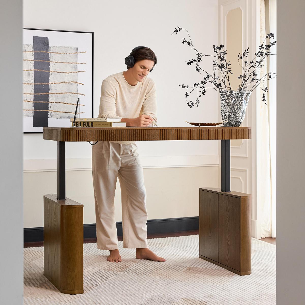 Baggio Modern Fluted Electric Adjustable Standing Desk