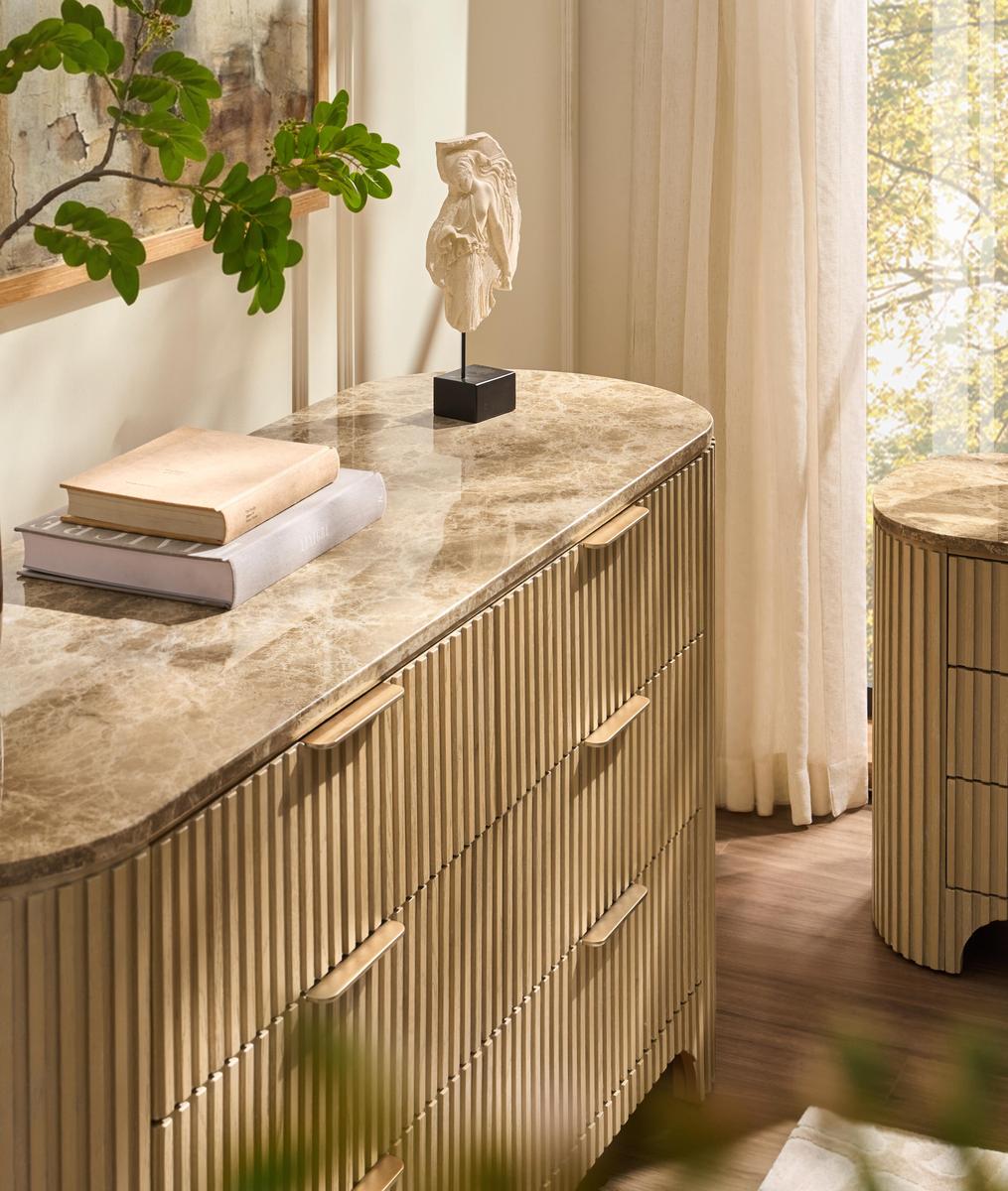 Arcua Fluted Marble Top Dresser