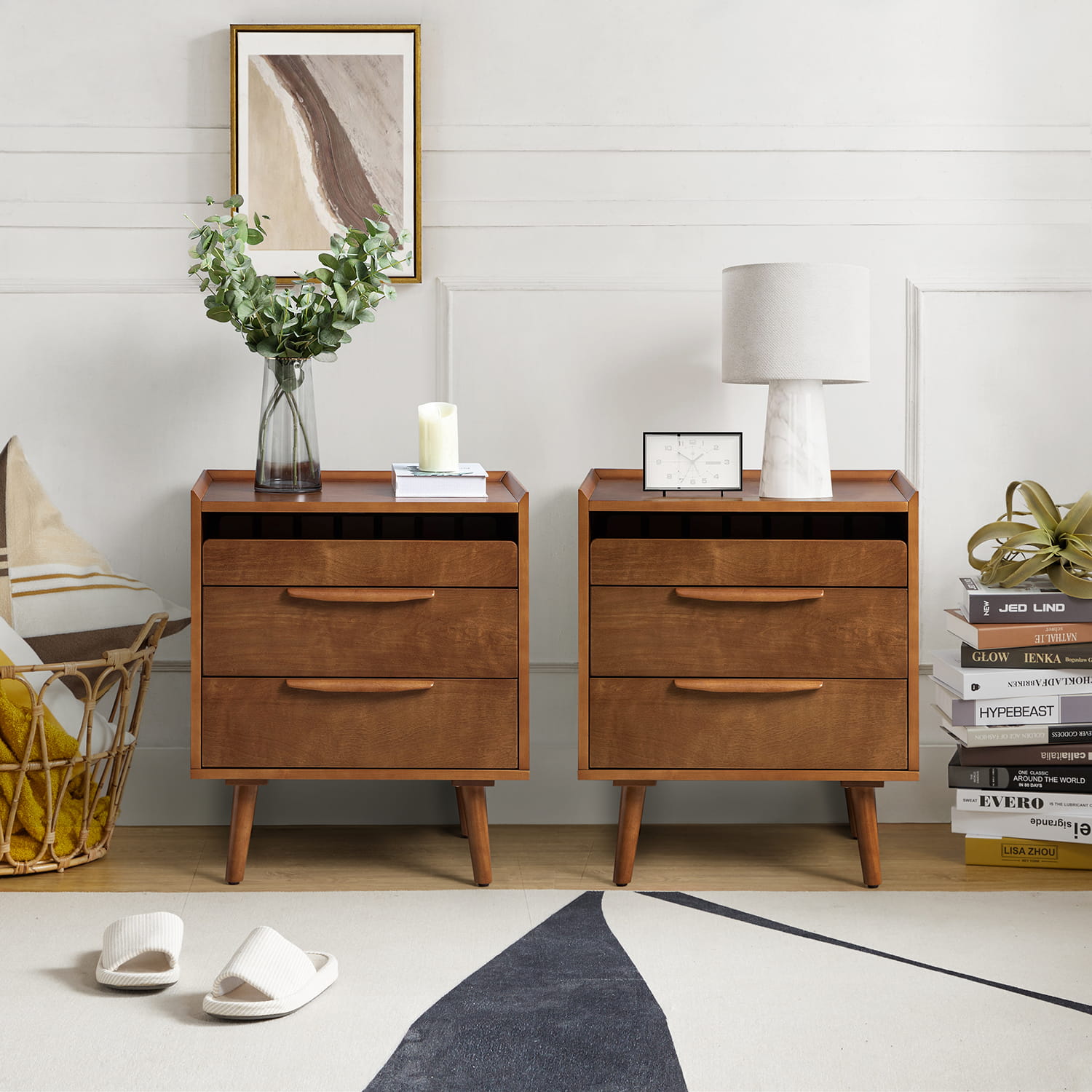 Janet Mid-Century Modern 3 - Drawer End Table(Optional Types)