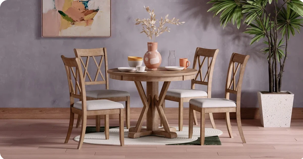wood dining room table and chairs