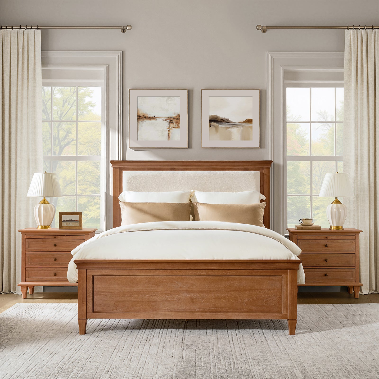 3-Piece Transitional Solid Wood Bedroom Set