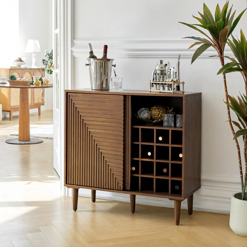 34 inch Tall 2 Door Accent Multifunction Bar Cabinet with Adjustable Shelves