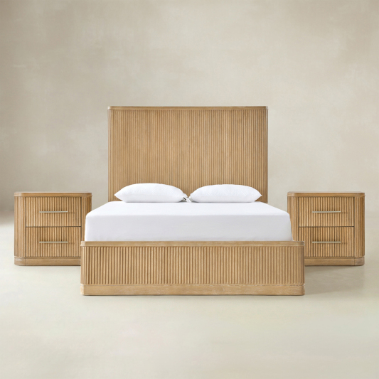 Verral Fluted Wood 3-piece Bedroom Set