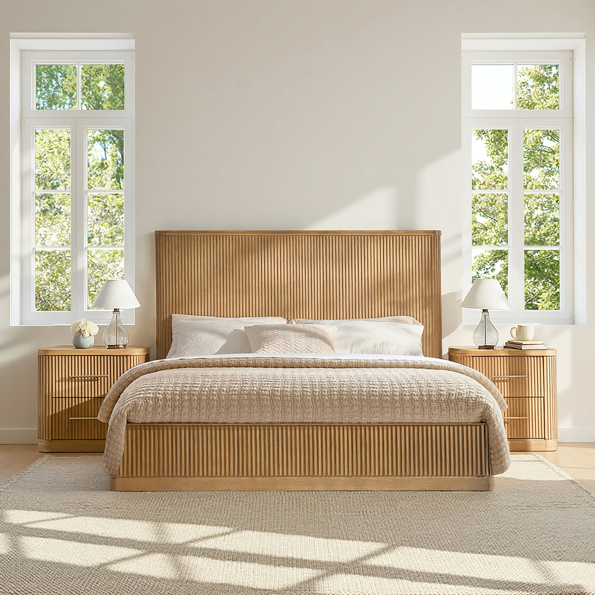 Verral Fluted Wood 3-piece Bedroom Set