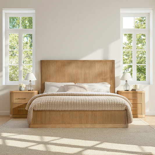 Verral Fluted Wood 3-piece Bedroom Set