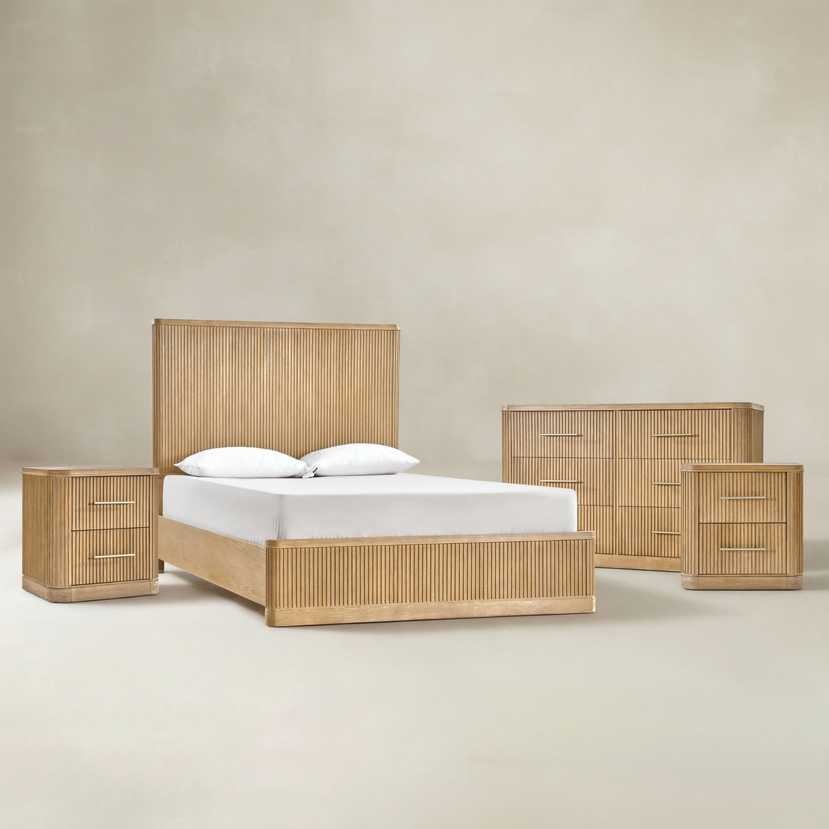 Verral Fluted Wood 4-piece Bedroom Set