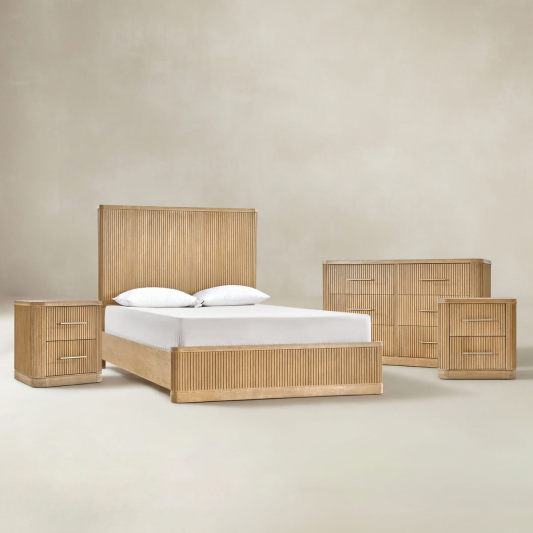 Verral Fluted Wood 4-piece Bedroom Set