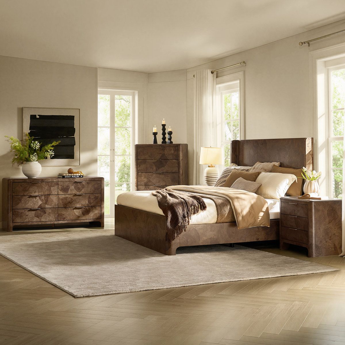 VIREL Marquetry 5-piece Bedroom Set