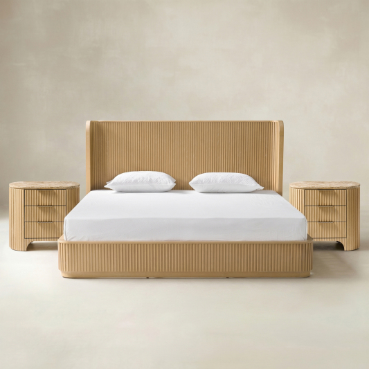 Arcua Fluted Marble 3-Piece Bedroom Set
